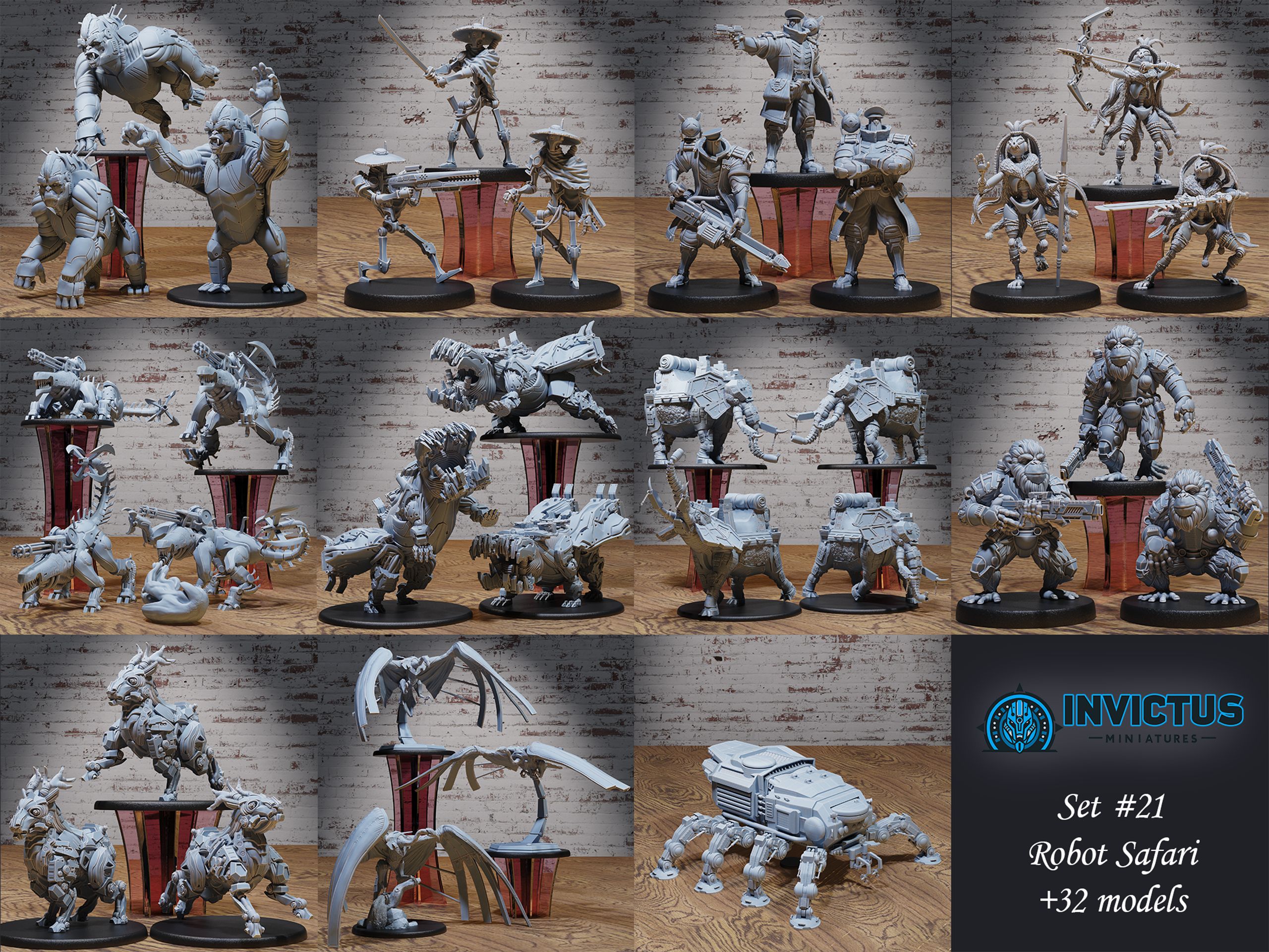 Robot Safari Set / Mechanical Animal Encounter / Machine Wildlife Collection / Pre-Supported
